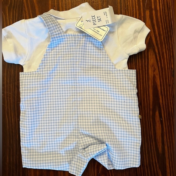 FLORENCE EISMAN 2 Piece Set Blue Gingham Jumper and White Collar Shirt Giraffe - Picture 4 of 4